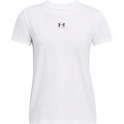 T-shirt damski Under Armour Rival Core. Białe t-shirty Under Armour, m, bez wzorów, z bawełny, sportowe, bez kołnierzyka, bez ramiączek. Za 186.50 zł.