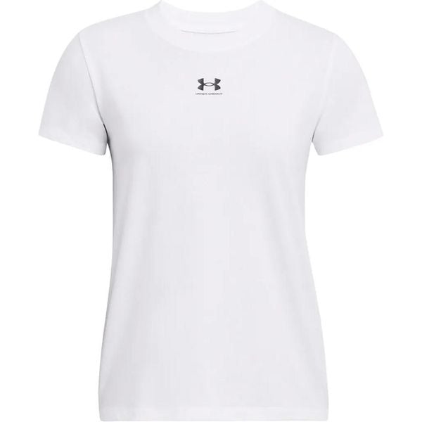 T-shirt damski Under Armour Rival Core. Białe t-shirty Under Armour, m, bez wzorów, z bawełny, sportowe, bez kołnierzyka, bez ramiączek. Za 186.50 zł.