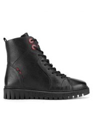 Go Soft Botki WI32-FATIMA-01 Czarny. Czarne botki GO SOFT, bez wzorów, ze skóry, bez obcasa, na płaskiej podeszwie, bez zapięcia. Za 181.99 zł.