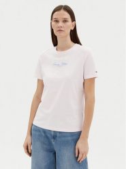 Tommy Hilfiger T-Shirt WW0WW45428 Różowy Regular Fit. Czerwone t-shirty Tommy Hilfiger, xxs, bez wzorów, z bawełny, bez kołnierzyka, bez ramiączek. Za 139.99 zł.