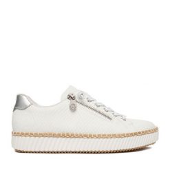 Tenisówki Rieker. Białe trampki Rieker, bez wzorów, bez zapięcia. Za 359.99 zł.