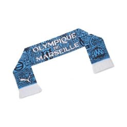 Szalik Essentials Olympique Marsylia PUMA Bleu Azur White Blue. Białe szaliki i kominy Puma, w ażurowe wzory, sportowe. Za 109.00 zł.