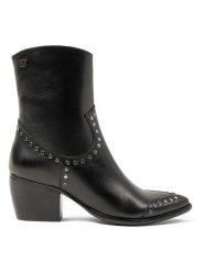 Lazamani Skórzane botki w kolorze czarnym rozmiar: 41. Czarne botki Lazamani, bez wzorów, eleganckie, bez obcasa, bez zapięcia. Za 388.95 zł.