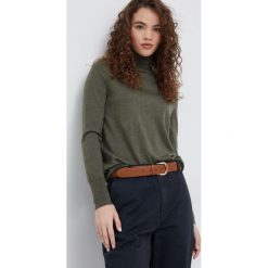 GAP sweter wełniany damski kolor zielony lekki z golfem. Zielone swetry GAP, l, bez wzorów, z dzianiny, bez ramiączek. Za 279.99 zł.