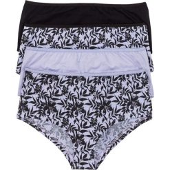 Figi panty "maxi" (4 pary), bawełna organiczna bonprix czarno-lawendowy z nadrukiem. Figi marki KALENJI. Za 39.96 zł.