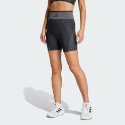 Legginsy Knitted Training 5". Czarne legginsy adidas, bez wzorów, z materiału, sportowe. Za 159.00 zł.