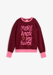Bluza z mieszanki bawełny. Czerwone bluzy bez kaptura bonprix, bez wzorów, z bawełny, bez kaptura. Za 94.99 zł.