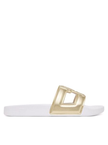 Tommy Hilfiger Klapki Monogram Pool Slide FW0FW09525 Złoty. Żółte klapki Tommy Hilfiger, bez wzorów, ze skóry, bez obcasa, bez zapięcia. Za 189.99 zł.