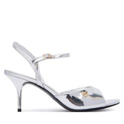 Sandały LOVE MOSCHINO. Szare sandały Love Moschino, bez wzorów, bez obcasa, na szpilce, bez zapięcia. Za 939.99 zł.