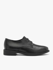 Eleganckie czarne półbuty. Czarne półbuty wsuwane Ryłko, bez wzorów, ze skóry, eleganckie, bez obcasa. Za 379.99 zł.