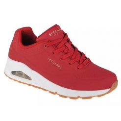 Buty na co dzień damskie SKECHERS UNO STAND ON AIR eko skóra. Czerwone buty sportowe lifestyle Skechers, bez wzorów, ze skóry, bez zapięcia, trekkingowe, skechers sport. Za 303.00 zł.