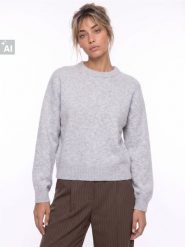 Sweter chunky z obniżoną linią ramion - szary. Szare swetry Sinsay, l, bez wzorów, bez ramiączek. Za 59.99 zł.