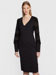 TWINSET Sukienka koktajlowa 222TT2180 Czarny Slim Fit. Czarne sukienki Twinset, bez wzorów, z syntetyku, wizytowe, bez kołnierzyka, bez ramiączek. Za 559.99 zł.