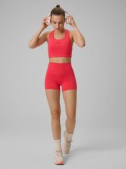 4F Legginsy krótkie treningowe damskie - czerwone L. Czerwone legginsy sportowe 4f, l, bez wzorów, z podwyższonym stanem. Za 79.99 zł.