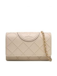 Tory Burch Torebka Fleming Soft Chain Wallet 138853 Beżowy. Brązowe kopertówki Tory Burch, bez wzorów, ze skóry, wizytowe, bez dodatków. Za 2,379.00 zł.