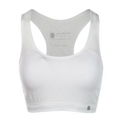 Biustonosz dla kobiet Athlecia Rosemary. Białe biustonosze sportowe Endurance, bez wzorów, z elastanu, do biegania. W wyprzedaży za 99.90 zł.