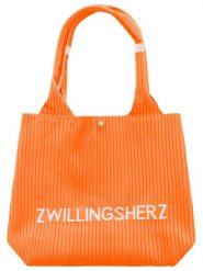 Zwillingsherz Shopper bag "Zwillingsherz" w kolorze pomarańczowym - 40 x 30 cm rozmiar: onesize. Pomarańczowe shopper bag Zwillingsherz, bez wzorów, z materiału, na ramię, bez dodatków. Za 100.52 zł.