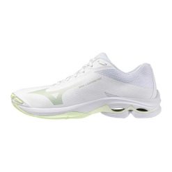 Buty do siatkówki damskie Mizuno Wave Lightning Pro. Białe buty treningowe Mizuno, bez wzorów, z materiału, bez zapięcia, na fitness i siłownię, mizuno wave. Za 459.99 zł.