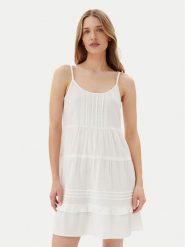 Vero Moda Sukienka letnia Pretty 10325236 Biały Regular Fit. Białe sukienki Vero Moda, l, bez wzorów, z bawełny, bez kołnierzyka, bez ramiączek. Za 129.99 zł.