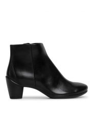 ECCO Botki Sculptured 45 23048301001 Czarny. Czarne botki ECCO, bez wzorów, ze skóry, bez obcasa, na słupku, bez zapięcia. Za 449.99 zł.