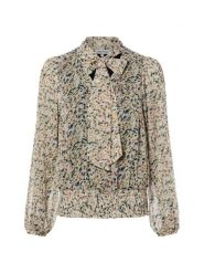 More & More Rozkloszowana bluzka damska Kobiety biały|wielokolorowy|beżowy wzorzysty, 40. Białe bluzki More & More, bez wzorów, z szyfonu, eleganckie, bez kołnierzyka, bez ramiączek. Za 379.95 zł.