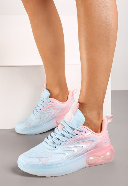 Niebiesko-Różowe Płaskie Sznurowane Buty Sportowe Sneakersy Risanni. Niebieskie buty treningowe Born2be, na wiosnę, bez wzorów, z dresówki, bez zapięcia. Za 119.99 zł.