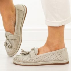 Beżowe skórzane mokasyny damskie Filippo Dp7669/26. Brązowe mokasyny Filippo, bez wzorów, z jeansu. Za 219.00 zł.