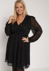 Czarna Rozkloszowana Sukienka z Siateczki z Kwiatowym Wzorem Vidnessa. Czarne sukienki Born2be, na co dzień, plus size, bez wzorów, z poliesteru, klasyczne, bez kołnierzyka, plus size, bez ramiączek, rozkloszowane. Za 149.99 zł.