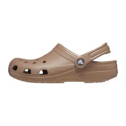 Klapki dla dorosłych Crocs Classic. Brązowe klapki Crocs, bez wzorów, sportowe, bez obcasa, bez zapięcia. Za 224.96 zł.