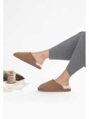 Gooce Wełniane kapcie "Emeralda" w kolorze jasnobrązowym rozmiar: 41. Brązowe kapcie Gooce, bez wzorów, ze skóry. Za 173.99 zł.