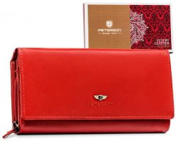 Portfel skórzany Peterson PTN 439-GON-5996 czerwony. Czerwone portfele Peterson, bez wzorów, ze skóry. Za 121.99 zł.