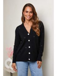Soft Cashmere Kardigan w kolorze czarnym rozmiar: 38/40. Czarne swetry Soft Cashmere, bez wzorów, klasyczne, bez ramiączek. Za 128.55 zł.