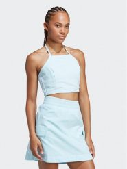 Adidas Top adicolor Classics Poplin HL9307 Błękitny Slim Fit. Niebieskie topy adidas, bez wzorów, z bawełny, bez kołnierzyka, bez ramiączek. Za 89.99 zł.