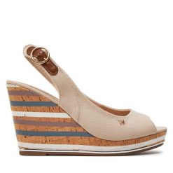 Sandały Wrangler. Brązowe sandały Wrangler, bez wzorów, marine, bez obcasa, na koturnie, bez zapięcia. Za 229.99 zł.