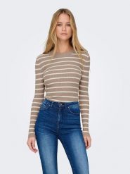 ONLY Sweter w kolorze beżowym rozmiar: L. Brązowe swetry ONLY, l, bez wzorów, bez ramiączek. Za 70.41 zł.