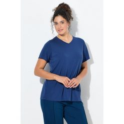 Damskie Bluzka funkcyjna dekolt w szpic rękaw 1/2 antybakteryjny materiał. Niebieskie t-shirty sportowe Ulla Popken, plus size, bez wzorów, z materiału, bez ramiączek. Za 199.99 zł.