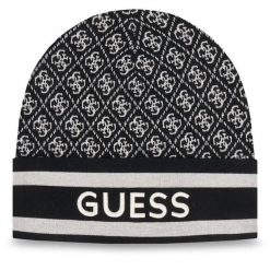 Czapka Guess. Czarne czapki zimowe Guess, z aplikacjami. Za 174.99 zł.