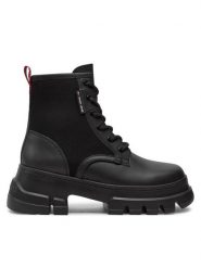 Tommy Jeans Trapery Tjw Chunky Lace Up Boot Mix Mat EN0EN02554 Czarny. Czarne traperki Tommy Jeans, bez wzorów, z jeansu, bez obcasa, bez zapięcia. Za 749.99 zł.