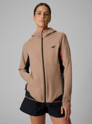 Kurtka softshell wiatroodporna damska 4F 4FRSS26TSOFF645. Brązowe kurtki przejściowe sportowe 4f, s, bez wzorów, z elastanu, z kapturem, trekkingowe. Za 206.99 zł.