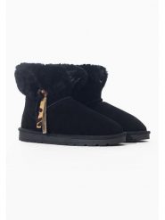 NICEBAY Skórzane botki zimowe "Litha" w kolorze czarnym rozmiar: 38. Czarne botki NICEBAY, bez wzorów, z wełny, bez obcasa, bez zapięcia. Za 183.15 zł.