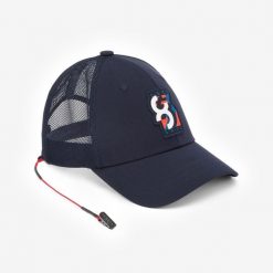 Czapka z daszkiem żeglarska Decathlon 500. Niebieskie czapki z daszkiem Decathlon, bez wzorów, z elastanu, sportowe. Za 49.99 zł.