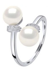 Mitzuko Srebrny pierścionek z perłami rozmiar: onesize. Szare pierścionki Mitzuko, z cyrkonią, srebrne. Za 260.99 zł.
