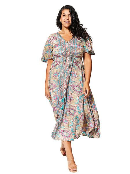 Aller Simplement Sukienka w kolorze błękitnym ze wzorem rozmiar: 42/44. Niebieskie sukienki Aller Simplement, bez wzorów, klasyczne, bez kołnierzyka, bez ramiączek, maxi. Za 122.96 zł.