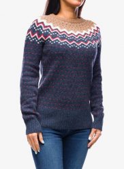 Sweter damski Fjallraven Ovik Knit Sweater. Niebieskie swetry Fjällräven, na zimę, m, bez wzorów, z dzianiny, klasyczne, bez ramiączek. Za 901.70 zł.