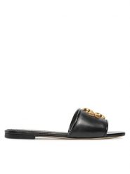 Tory Burch Klapki Eleanor Slide 88744 Czarny. Czarne klapki Tory Burch, bez wzorów, ze skóry, bez obcasa, bez zapięcia. Za 979.99 zł.