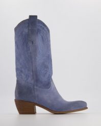 ZAMSZOWE KOWBOJKI T417 ING AZZURRO. Botki Venezia, bez wzorów, ze skóry, bez obcasa, bez zapięcia. Za 899.00 zł.