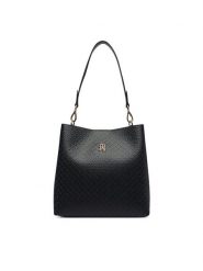 Tommy Hilfiger Torebka Th Icon Shoulder Bag Mono AW0AW19000 Czarny. Czarne torebki klasyczne Tommy Hilfiger, bez wzorów, ze skóry, bez dodatków. Za 649.99 zł.
