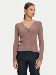 Guess Kardigan Kailey W4GR41 Z2U00 Beżowy Regular Fit. Brązowe swetry Guess, xl, z aplikacjami, z syntetyku, bez ramiączek. Za 219.99 zł.