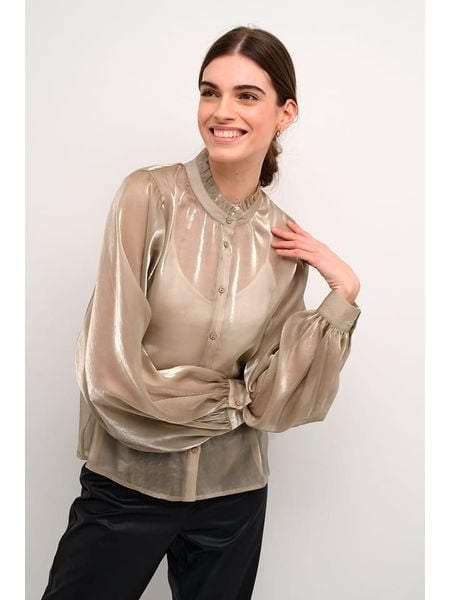 Kaffe Bluzka "Case" w kolorze beżowym rozmiar: S. Brązowe bluzki Kaffe, s, bez wzorów, bez kołnierzyka, bez ramiączek. Za 109.52 zł.