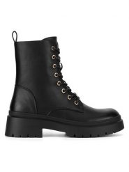 DeeZee Botki HY90107-2A Czarny. Czarne botki DeeZee, bez wzorów, bez obcasa, na płaskiej podeszwie, bez zapięcia. Za 139.99 zł.